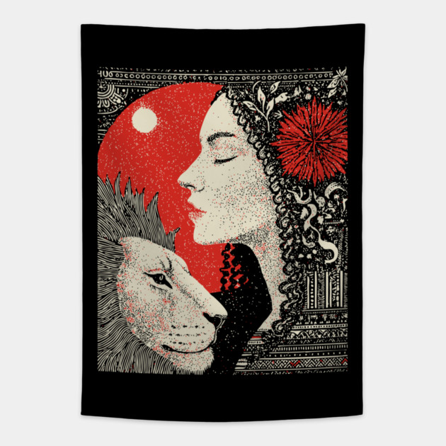 Strength Inner Courage Tarot Art Tapestry by TuncGK