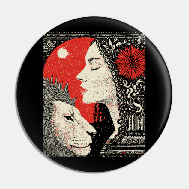 Strength Inner Courage Tarot Art Pin by TuncGK