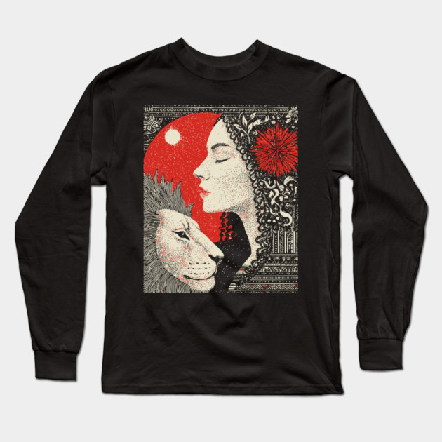 Strength Inner Courage Tarot Art Long Sleeve T-Shirt by TuncGK