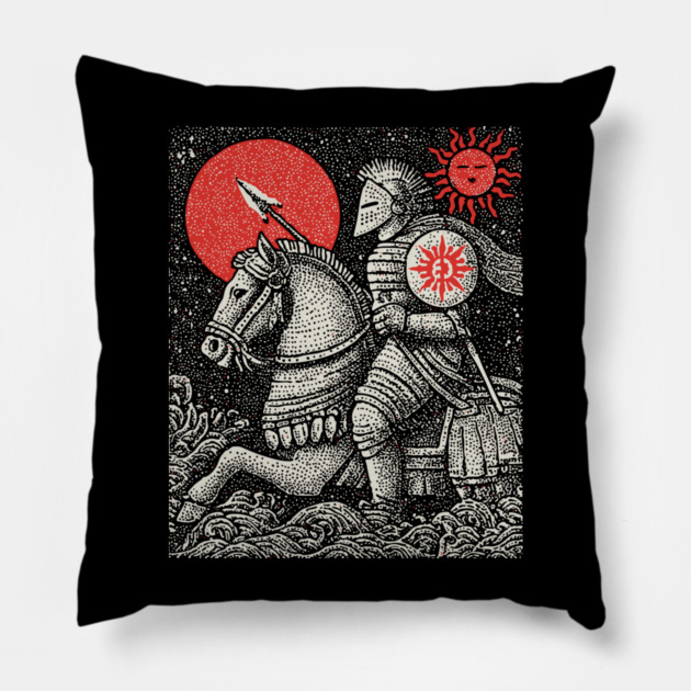 The Chariot Armored Victory Tarot Design Pillow by TuncGK