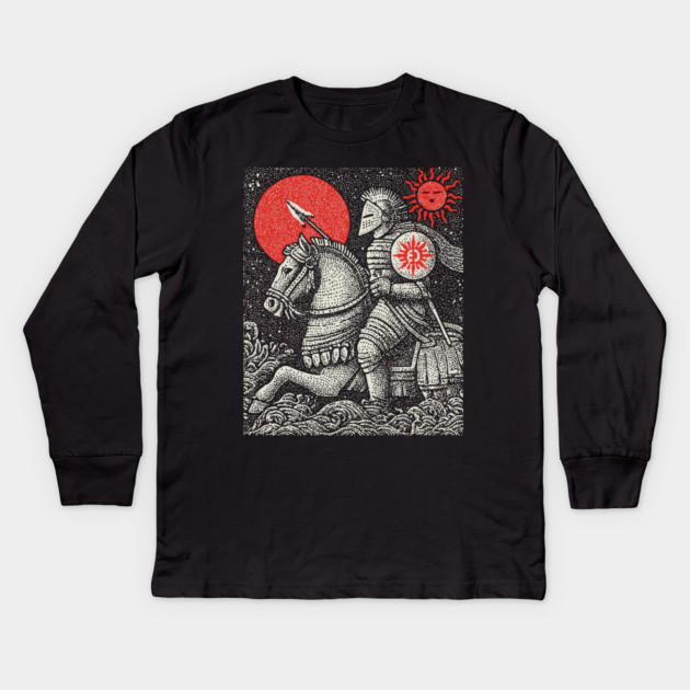 The Chariot Armored Victory Tarot Design Kids Long Sleeve T-Shirt by TuncGK