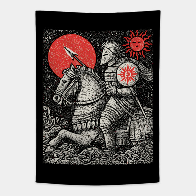 The Chariot Armored Victory Tarot Design Tapestry by TuncGK