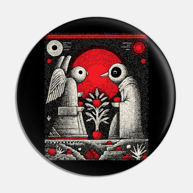 The Lovers Cosmic Connection Tarot Art Pin by TuncGK