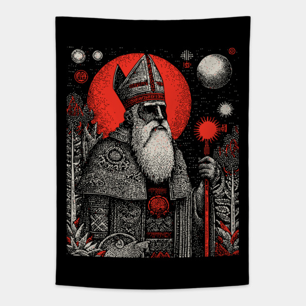 The Hierophant Spiritual Wisdom Tarot Design Tapestry by TuncGK