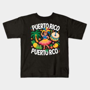 Puerto Rico Carnival Dancer Tropical Heritage Kids T-Shirt