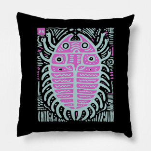 Psychedelic Trilobite Fossil Pop Art Pillow