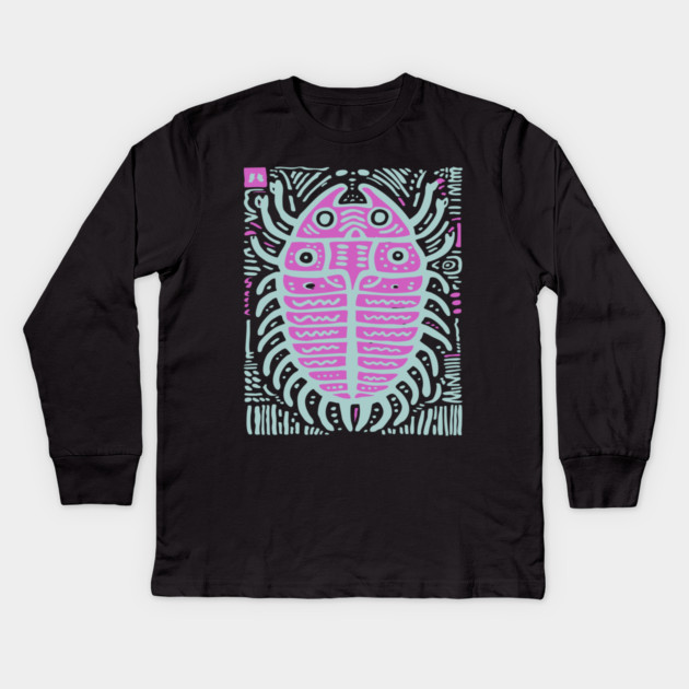 Psychedelic Trilobite Fossil Pop Art Kids Long Sleeve T-Shirt by TuncGK