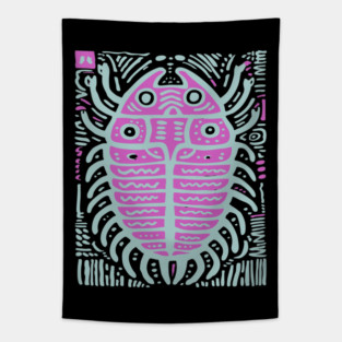 Psychedelic Trilobite Fossil Pop Art Tapestry