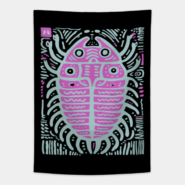Psychedelic Trilobite Fossil Pop Art Tapestry by TuncGK