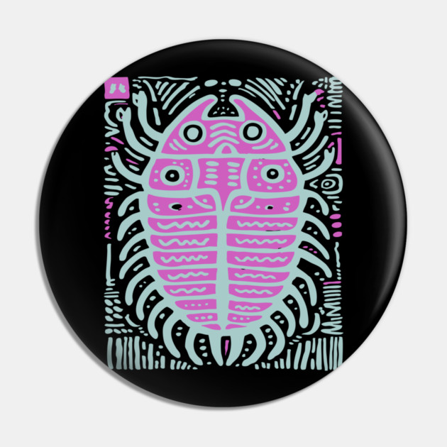 Psychedelic Trilobite Fossil Pop Art Pin by TuncGK