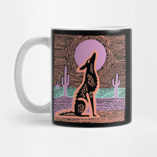 Howling Coyote - Southwestern Desert Linocut Mug