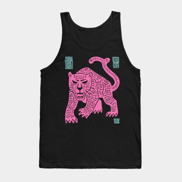 Pink Leopard - Pop Art Big Cat Illustration Tank Top by TuncGK