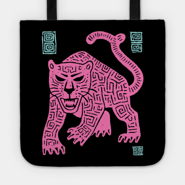 Pink Leopard - Pop Art Big Cat Illustration Tote by TuncGK