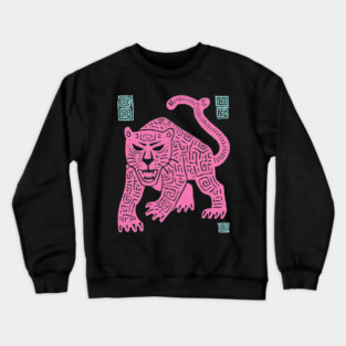 Pink Leopard - Pop Art Big Cat Illustration Crewneck Sweatshirt