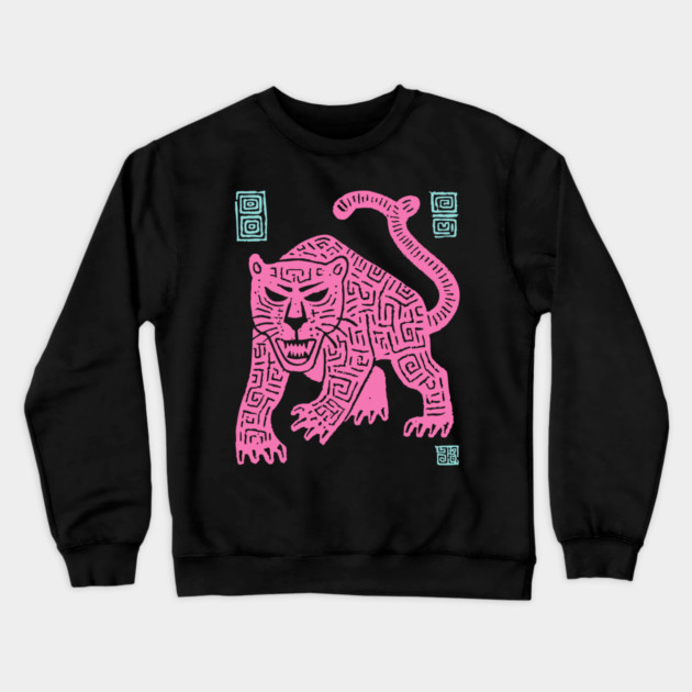 Pink Leopard - Pop Art Big Cat Illustration Crewneck Sweatshirt by TuncGK