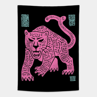 Pink Leopard - Pop Art Big Cat Illustration Tapestry