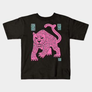 Pink Leopard - Pop Art Big Cat Illustration Kids T-Shirt