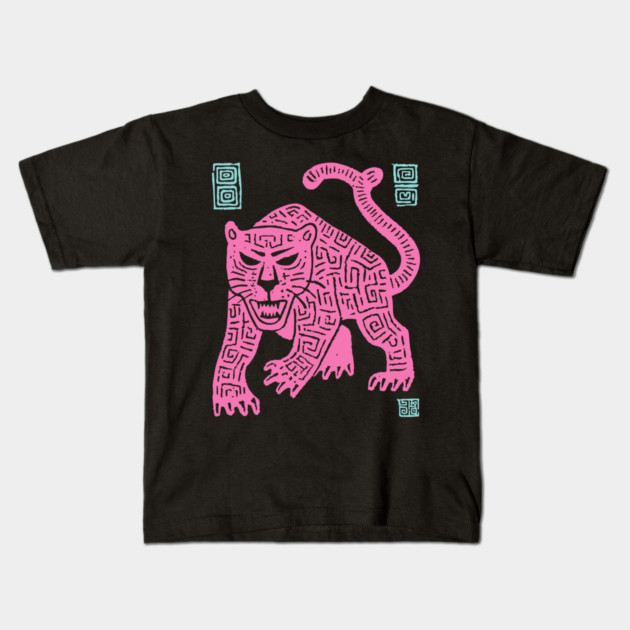 Pink Leopard - Pop Art Big Cat Illustration Kids T-Shirt by TuncGK