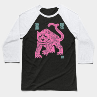 Pink Leopard - Pop Art Big Cat Illustration Baseball T-Shirt