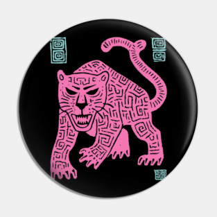 Pink Leopard - Pop Art Big Cat Illustration Pin