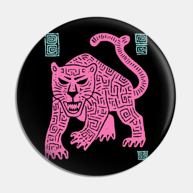 Pink Leopard - Pop Art Big Cat Illustration Pin by TuncGK