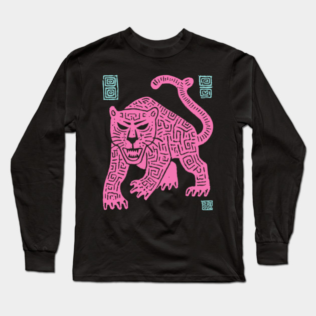 Pink Leopard - Pop Art Big Cat Illustration Long Sleeve T-Shirt by TuncGK