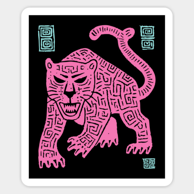 Pink Leopard - Pop Art Big Cat Illustration Magnet by TuncGK