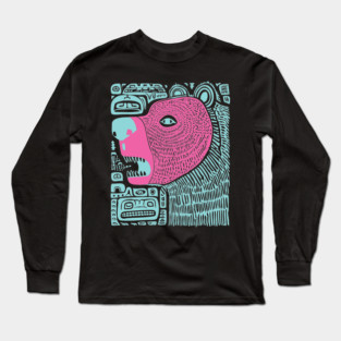 Spirit Bear Totem - Abstract Tribal Art Long Sleeve T-Shirt