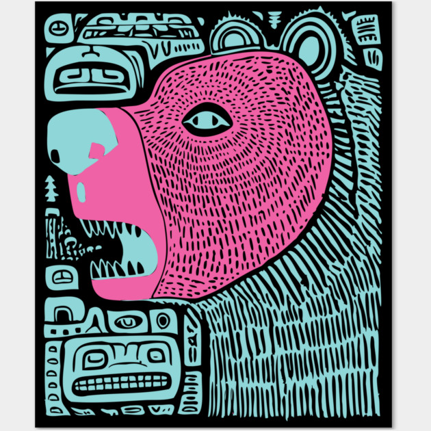 Spirit Bear Totem - Abstract Tribal Art Wall Art by TuncGK