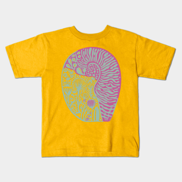 Visionary Nautilus Shell - Sacred Geometry Botanical Art Kids T-Shirt by TuncGK