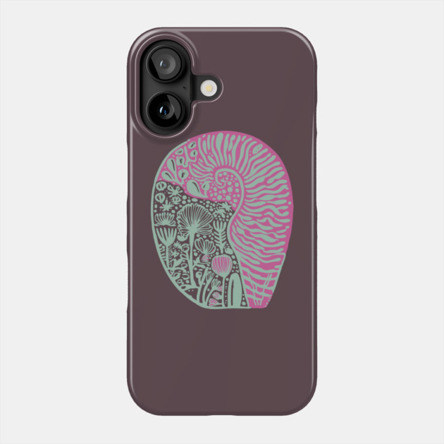 Visionary Nautilus Shell - Sacred Geometry Botanical Art Phone Case by TuncGK