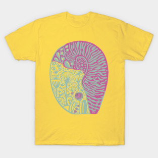 Visionary Nautilus Shell - Sacred Geometry Botanical Art T-Shirt