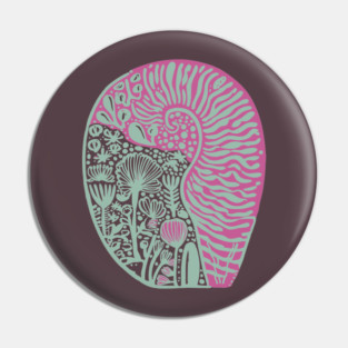 Visionary Nautilus Shell - Sacred Geometry Botanical Art Pin