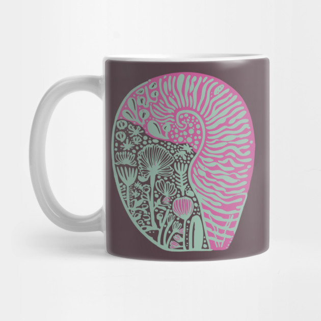 Visionary Nautilus Shell - Sacred Geometry Botanical Art by TuncGK