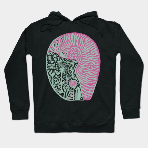 Visionary Nautilus Shell - Sacred Geometry Botanical Art Hoodie by TuncGK