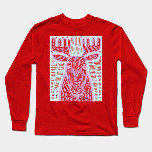 Reindeer Totem - Whimsical Winter Woodland Art Long Sleeve T-Shirt