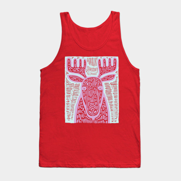 Reindeer Totem - Whimsical Winter Woodland Art Tank Top by TuncGK
