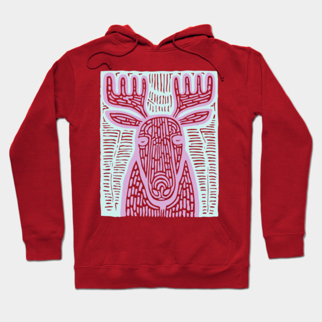 Reindeer Totem - Whimsical Winter Woodland Art Hoodie by TuncGK