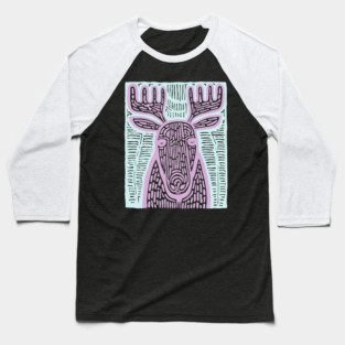 Reindeer Totem - Whimsical Winter Woodland Art Baseball T-Shirt