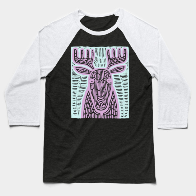Reindeer Totem - Whimsical Winter Woodland Art Baseball T-Shirt by TuncGK