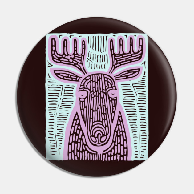 Reindeer Totem - Whimsical Winter Woodland Art Pin by TuncGK