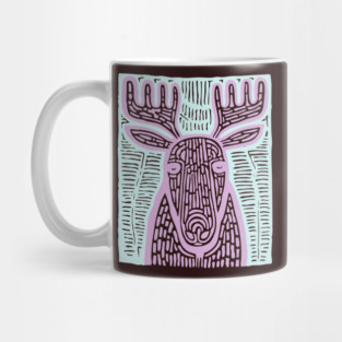 Reindeer Totem - Whimsical Winter Woodland Art Mug