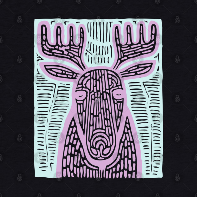 Reindeer Totem - Whimsical Winter Woodland Art by TuncGK