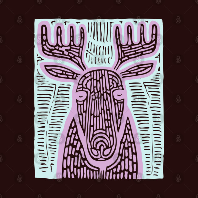 Reindeer Totem - Whimsical Winter Woodland Art by TuncGK