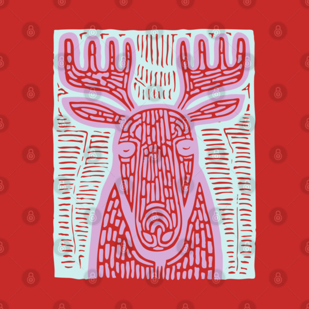Reindeer Totem - Whimsical Winter Woodland Art by TuncGK
