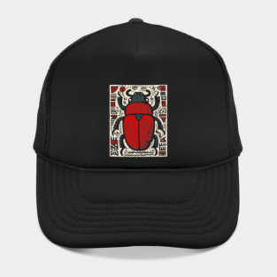 Egyptian Scarab Beetle - Ancient Hieroglyph Linocut Hat