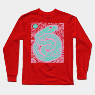Mystic Serpent Linocut - Spiritual Snake Art Long Sleeve T-Shirt