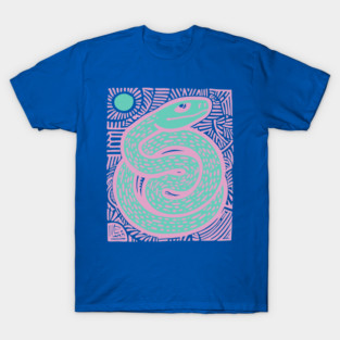Mystic Serpent Linocut - Spiritual Snake Art T-Shirt
