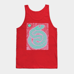 Mystic Serpent Linocut - Spiritual Snake Art Tank Top