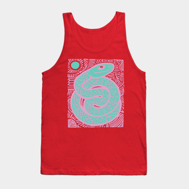 Mystic Serpent Linocut - Spiritual Snake Art Tank Top by TuncGK
